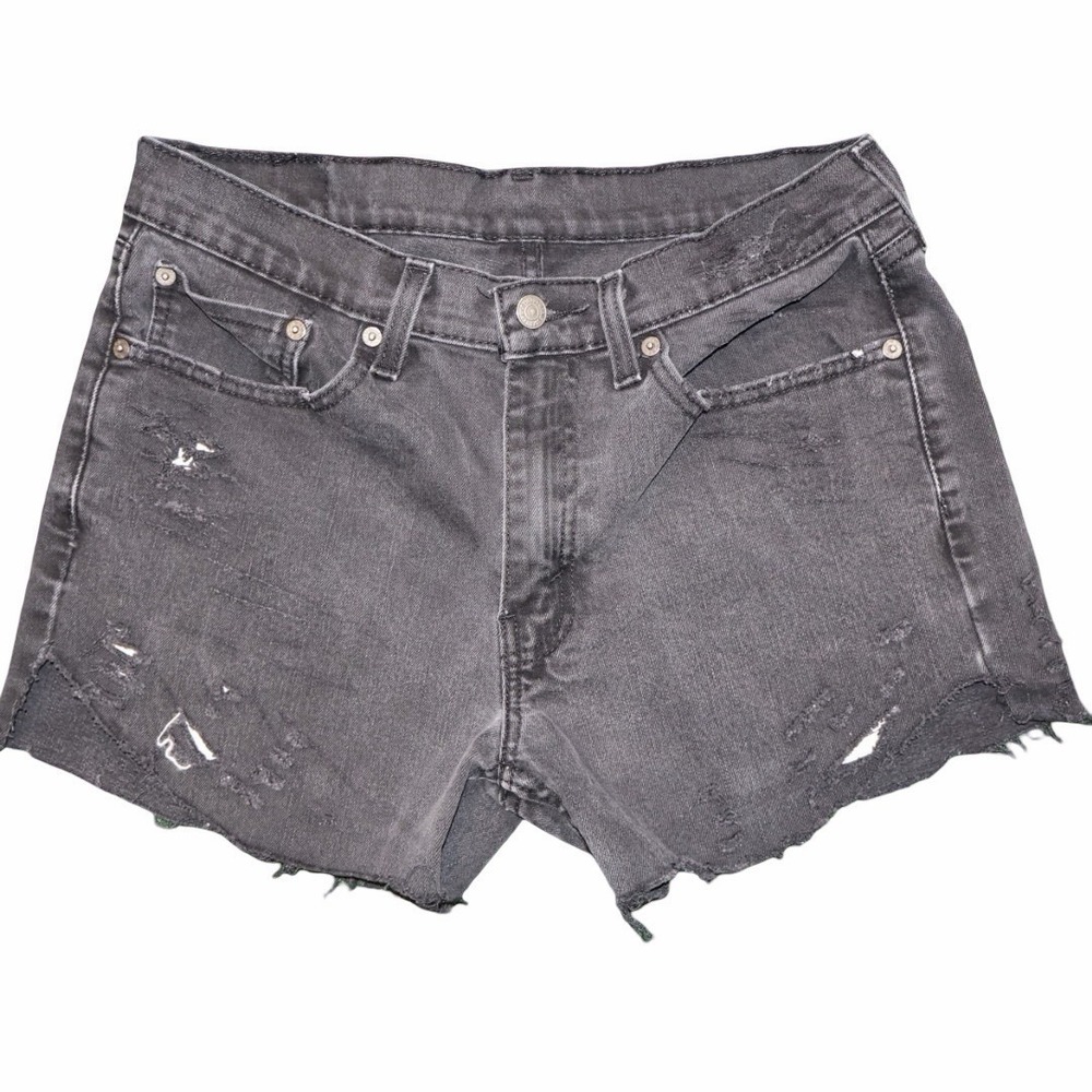 Levi's 514 Cutoff Black Denim Shorts 31" Inch Waist Distressed